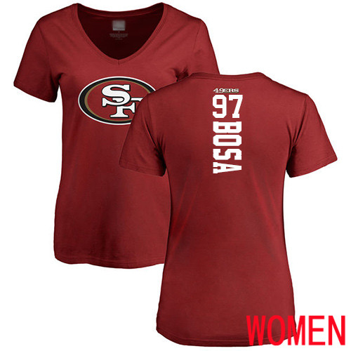 San Francisco 49ers Red Women Nick Bosa Backer #97 NFL T Shirt
